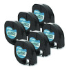 Letratag Plastic Label Tape Cassette, 0.5" x 13 Ft, Black On Clear, 6/Pack
