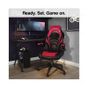 Vortex Bonded Leather Gaming Chair, Supports Up To 301 Lbs, 17.9" To 21.6" Seat Height, Red/Black Back, Black Base