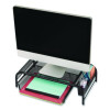 Metal Mesh Monitor Stand With Paper Tray, 20" x 11.5" x 5.5", Black, Supports 33 Lb, 2/Pack