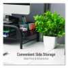 Metal Mesh Monitor Stand With Paper Tray, 20" x 11.5" x 5.5", Black, Supports 33 Lb, 2/Pack