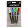Liquid Chalk Markers, Fine Bullet Tip, Assorted Colors, 4/Pack