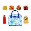 Simplified Lunch Bag With 4 Food Containers, 9 x 6 x 10, Blue Floral