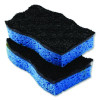 Scrunge Heavy-Duty Sponge, 2.63 x 4.25, 1" Thick, Black/Blue, 2/Pack
