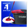 Ezwring Spin Mop System, White Microfiber Head, Up To 51" Adjustable Red/Gray Plastic Handle