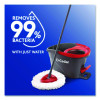 Ezwring Spin Mop System, White Microfiber Head, Up To 51" Adjustable Red/Gray Plastic Handle