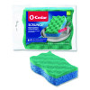 Scrunge Non-Scratch Scrub Sponge, 2.63 x 4.25, 1" Thick, Green/Blue, 2/Pack