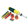 Ratcheting Screw/Nut Driver Set, 34-Piece, Hex/Phillips/Slotted/Star Bits, Metric/Sae Sockets, 8" Long, Yellow/Black Handle
