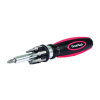 Ratcheting Screw/Nut Driver Set, Phillips/Slotted/Star Bits, 7" Long, Black/Red