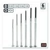 6-Piece Precision Screwdriver Set, Metric Slotted And Phillips, Polished Steel Handle