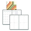 Recycled Non-Dated Monthly/Weekly Planner, 70's Stripes, Multicolor Cover, Undated