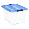 Stack And Pull Latching Flat Lid Storage Box, 13.5 Gal, 22" x 16.5" x 13.03", Clear/Translucent Blue