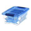 Stack And Pull Latching Flat Lid Storage Box, 3.23 Gal, 10.9" X 16.5" X 6.5", Clear/Translucent Blue