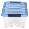 Stack And Pull Latching Flat Lid Storage Box, 3.23 Gal, 10.9" X 16.5" X 6.5", Clear/Translucent Blue