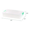 Latch Lid Storage Box, 2.3 Gal, 14 x 11 x 3.5, Clear Bin/Seafoam Latches