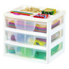 3-Drawer Desktop Storage, Plastic, 14.6 x 12.31 x 12.75, White/Clear