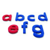 Rainbow Lowercase Letters, (2) Alphabet Sets, (2) Extra Vowel Sets, +/- 1.6" Tall, Blue Consonants, Red Vowels, 62 Pieces