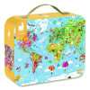Cardboard Giant World Map Suitcase Puzzle, Grades 2 To 7, 300 Pieces