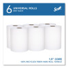 Universal 100% Recycled Fiber Hard Roll Paper Towels, 1-Ply, 8" x 800 Ft, White, 6 Rolls/Carton