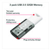 Jumpdrive S60 Usb 2.0 Flash Drive, 32 Gb, Gray/White, 3/Pack