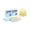 Self-Stick Accordion-Style Notes, 3" x 3", Assorted Pastel Colors, 100 Sheets/Pad, 12 Pads/Pack