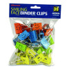 Smiling Face Binder Clips, Medium, Assorted Colors, 36/Pack