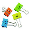 Smiling Face Binder Clips, Medium, Assorted Colors, 36/Pack