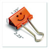 Smiling Face Binder Clips, Medium, Assorted Colors, 36/Pack