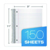 Three-Subject Notebook, Medium/College Rule, Randomly Assorted Cover Color, (150) 11 x 9 Sheets