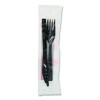 Gardenware Cutlery Kit, Individually Wrapped, Heavyweight, Fork/Knife/Napkin, Plastic, Black, 500/Carton