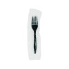 Meadoware Cutlery, Individually Wrapped, Medium Heavyweight Fork, Plastic, Black, 1,000/Carton