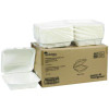 Earthchoice Pfas Free Compostable Hinged Lid Container, 9 x 9 x 3.5, White, Sugarcane, 150/Carton
