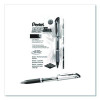 Energel Deluxe Gel Pen, Stick, Medium 0.7 Mm, Black Ink, Silver/Black Barrel, Dozen