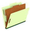 Reinforced Pressboard Classification Folders, 2/5 Tab, Expands 1.75", 1 Divider, 4 Fasteners, Letter Size, Light Green, 10/Bx