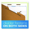 Reinforced Pressboard Classification Folders, 2/5 Tab, Expands 1.75", 1 Divider, 4 Fasteners, Letter Size, Light Green, 10/Bx