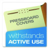 Reinforced Pressboard Classification Folders, 2/5 Tab, Expands 1.75", 1 Divider, 4 Fasteners, Letter Size, Light Green, 10/Bx