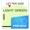 Reinforced Pressboard Classification Folders, 2/5 Tab, Expands 1.75", 1 Divider, 4 Fasteners, Letter Size, Light Green, 10/Bx