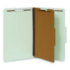 Four-Section Pressboard Classification Folders, 2" Expansion, 1 Divider, 4 Fasteners, Legal Size, Light Green, 10/Box