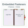 Four-Section Pressboard Classification Folders, Expands 2", 1 Divider, 4 Embedded Fasteners, Legal Size, Light Green, 10/Box