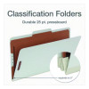 Four-Section Pressboard Classification Folders, Expands 2", 1 Divider, 4 Embedded Fasteners, Legal Size, Light Green, 10/Box