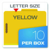 Reinforced Pressboard Classification Folders, 2/5-Cut Tab, Expands 1.75", 1 Divider, 4 Fasteners, Letter Size, Yellow, 10/Box