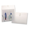 Poly String And Button Envelope, 1.25" Expansion, String/Button Closure, 13" x 10", Clear, 5/Pack