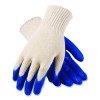 Seamless Knit Cotton/Polyester Gloves, En388: 2011, Medium, Natural/Blue, 12 Pairs