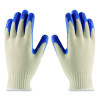 Seamless Knit Cotton/Polyester Gloves, En388: 2011, Medium, Natural/Blue, 12 Pairs
