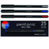 Pentonic Ballpoint Pen, Stick, Fine 0.7 Mm, Assorted Ink Colors, Black Barrel, 25/Pack