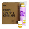 Paper Hot Cups, 8 Oz, White/Yellow, 500/Carton