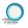 Heavy-Weight Paper Plates, 10" Dia, White/Blue, 500/Carton