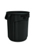 Vented Round Brute Container, 32 Gal, Plastic, Black, 6/Carton
