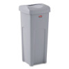 Universal Square Trash Can With Swing Lid, 23 Gal, Plastic, Gray