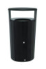 Resist Round Waste Container, 45 Gal, Metal, Textured Black/Black Gloss