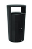 Resist Round Waste Container, 45 Gal, Metal, Textured Black/Black Gloss